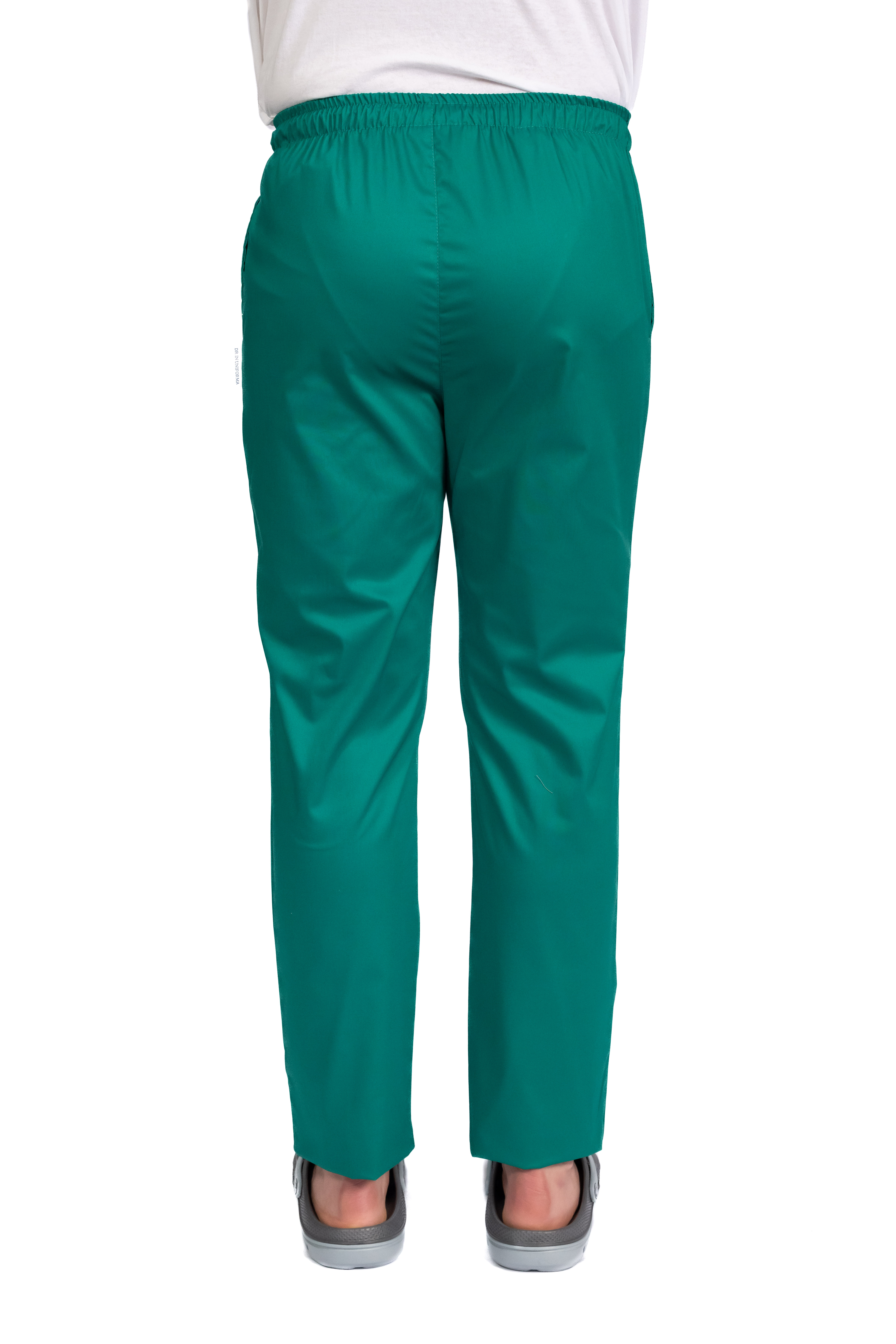 Pantaloni medicali cu elastan verde barbati cu elastic si doua buzunare laterale