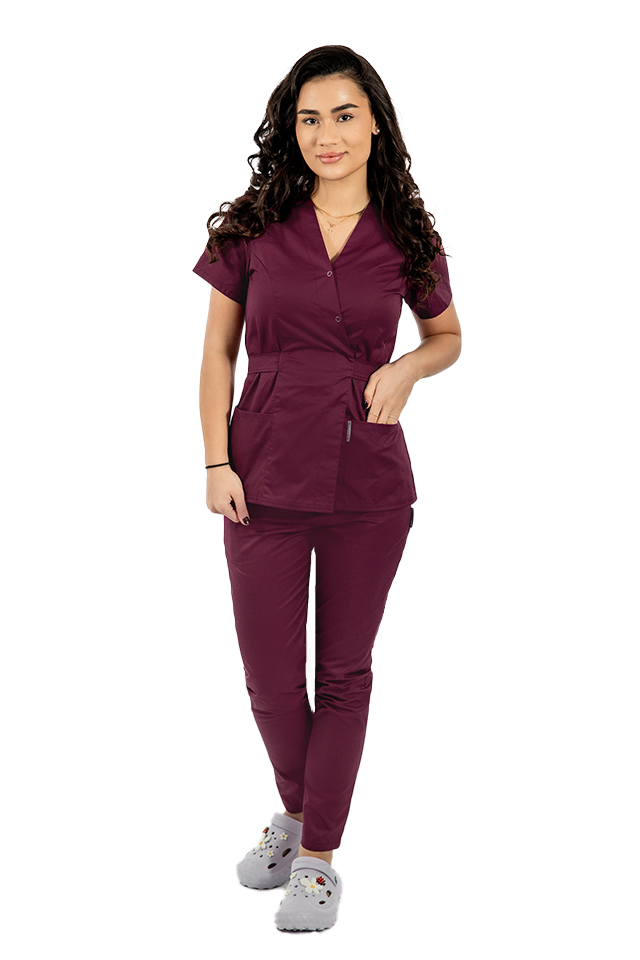 Costum Medical Dama Tip Kimono Visina – Profunzime Eleganta, Feminitate Serioasa