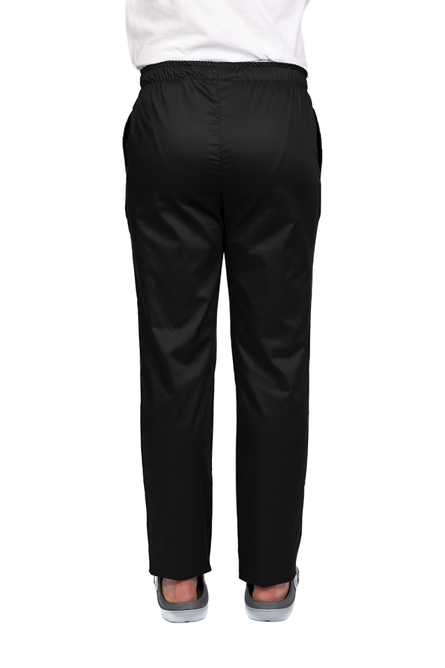 Pantaloni medicali negri cu elastan,barbati, cu snur in talie si doua buzunare laterale