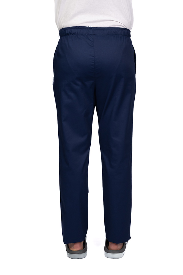Pantaloni medicali barbati cu elastan bleumarin cu elastic si doua buzunare laterale