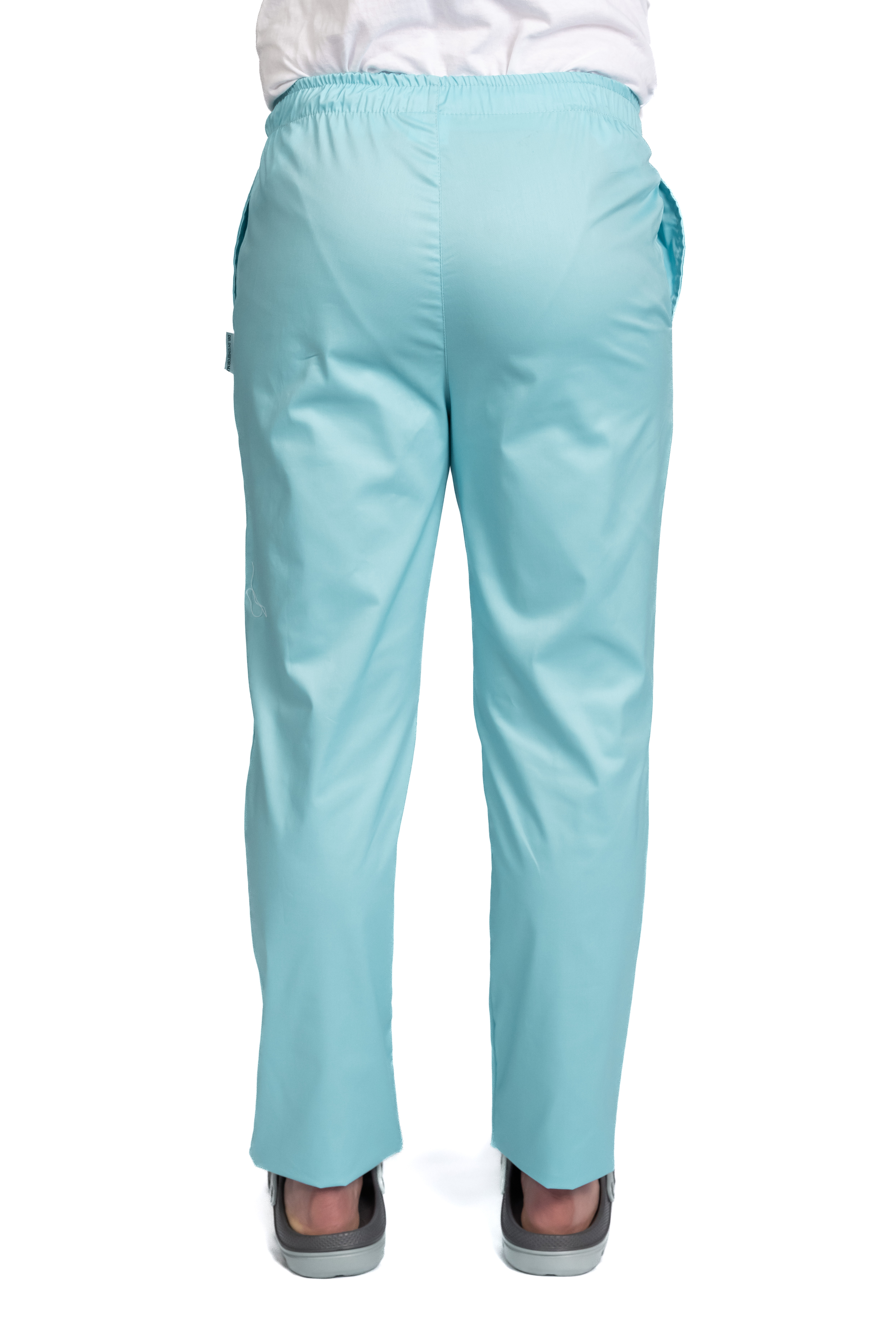 Pantaloni medicali menta cu elastan,barbati, cu snur in talie si doua buzunare laterale