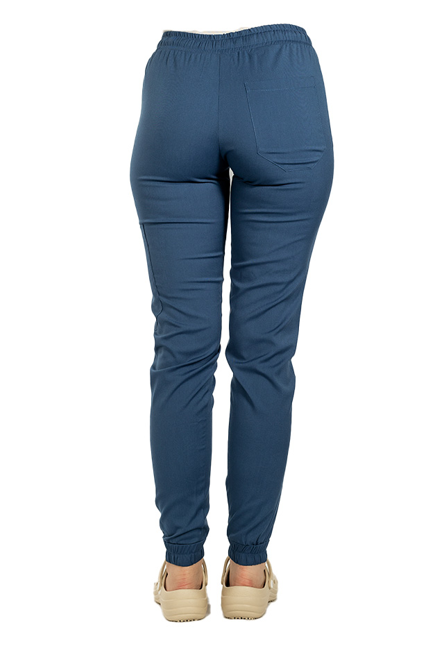 Pantaloni medicali stretch tip jogger jeans cu snur si elastic in talie si la glezna