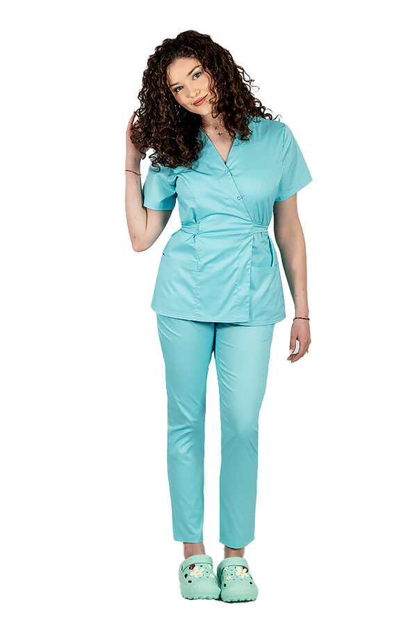 Costum Medical Dama Tip Kimono Menta – Prospetime Calma, Aspect Spa