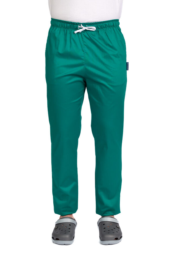 Pantaloni medicali cu elastan verde barbati cu elastic si doua buzunare laterale